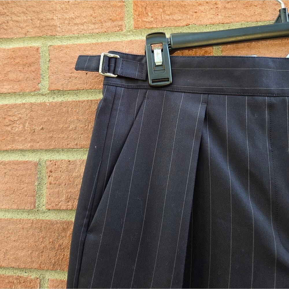 Wright Le Chapelain Pinstriped Wool Bermuda Shorts Charcoal Navy Size 12 - Picture 4 of 8